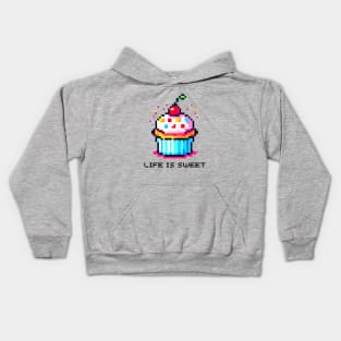 Pixel Cupcake Delight - Colorful Digital Art Dessert Kids Hoodie